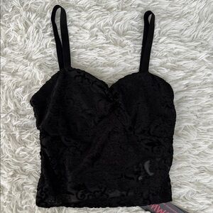 Romwe Black Velvet Crop Top Size XS